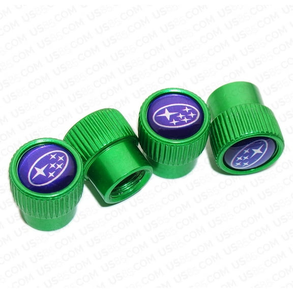4pcs Universal Fit Subaru Car Wheels Tire Air Valve Caps Stem Dust Cover Green