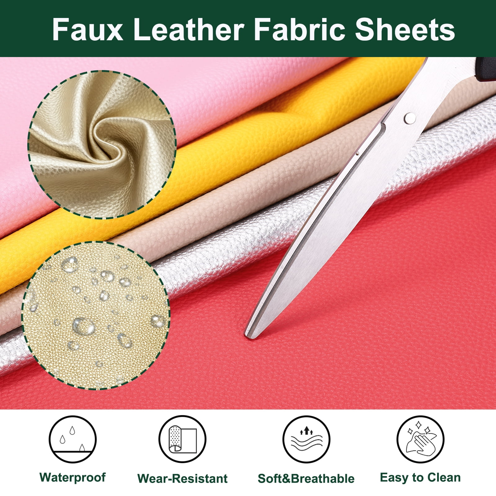 Uxcell Faux Leather Fabric Sheets, 54x36 Inch Waterproof Solid Soft PU Synthetic Leather Sheet for Upholstery Replacement Renovate Sofa Furniture Bag Crafts DIY Sewings(Light Gold)