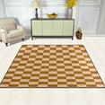thumbnail image 3 of Area Rug Indoor 63"x48" Non-Slip Wear Resistant Floor Mats Soft Large Carpets for Living Room, Bedroom, Home Decor Washable Rug Brown Checkered, 3 of 7