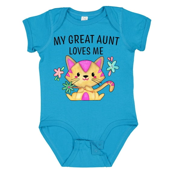 Inktastic My Great Aunt Loves Me with Cute Kitten and Flowers Boys or Girls Baby Bodysuit