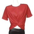 thumbnail image 7 of Kukoosong Women's Crew Neck Short Sleeve Twist Front Crop Top, Casual Soft Solid Color Cropped T-Shirt, 7 of 7