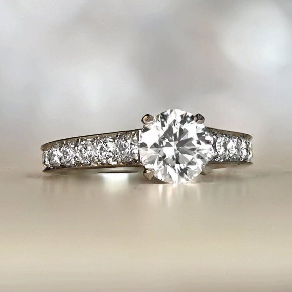 Eclet Jewels 14K White Gold Plated Ring - 1.9 Ct Round Brilliant Cut Diamond Ring - Solitaire with Accent Diamond Rings for Women's - Engagement Diamond Rings for Women's - Birthday Gift