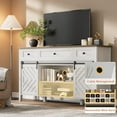 thumbnail image 3 of Farmhouse 59" Buffet Cabinet with Sliding Barn Door, 33.4" Tall Wood Rustic Sideboard with 3 Drawer, Adjustable Shelf and Removable Wine Rack for Dining Room, Kitchen, Living Room, White, 3 of 7