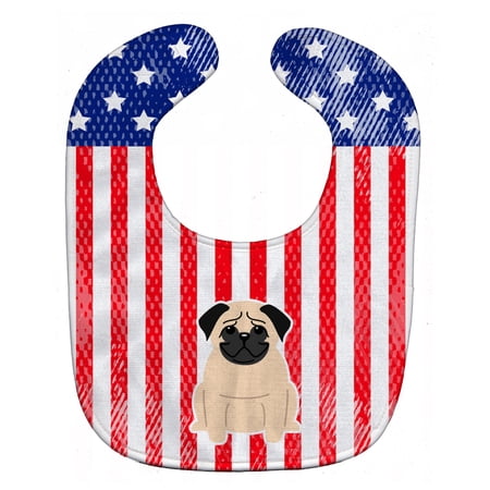 Patriotic USA Pug Fawn Baby Bib