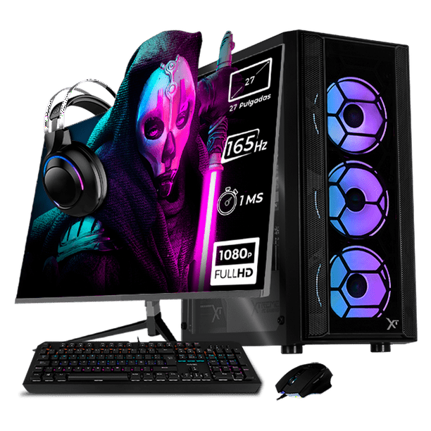 Xtreme PC Gaming AMD Radeon RX 6600 Ryzen 7 5700 32GB SSD 1TB Monitor 27 165Hz WIFI Black