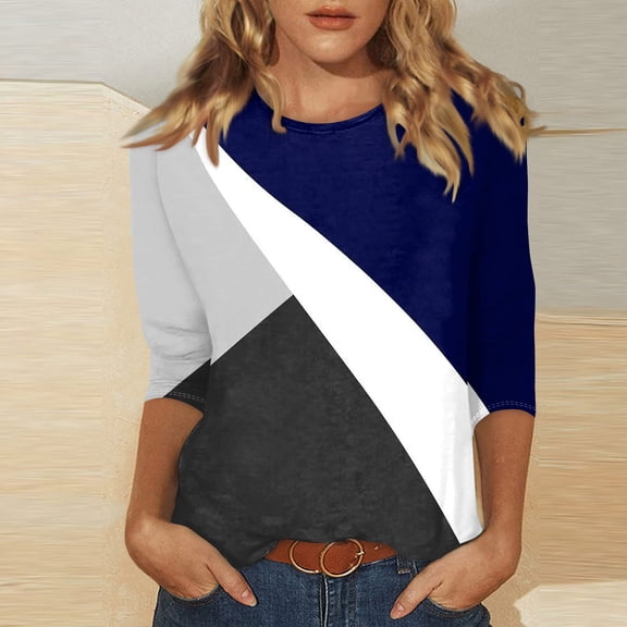 kytmyeq Women's Casual 3/4 Sleeve T-Shirts c rew Neck Tops