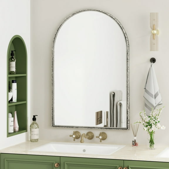 Arched Mirror Wall Mirror for Bathroom Vanity Mirror or Wall Decor Arch Mirror for Livingroom Bedroom Entryway Silver