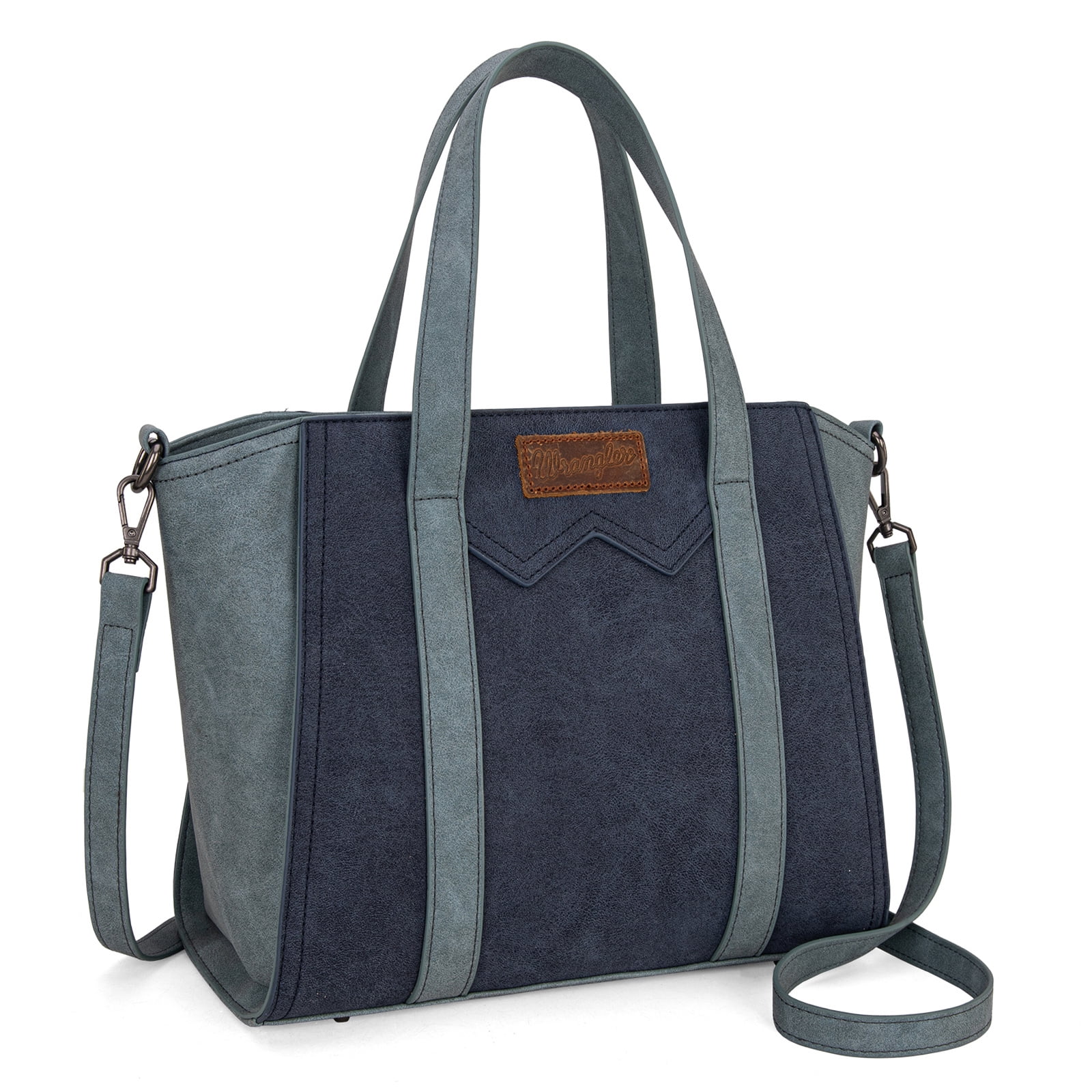 Wrangler Color Block Tote Bag for Women - Stylish Large Shoulder Purse and Handbag, Navy