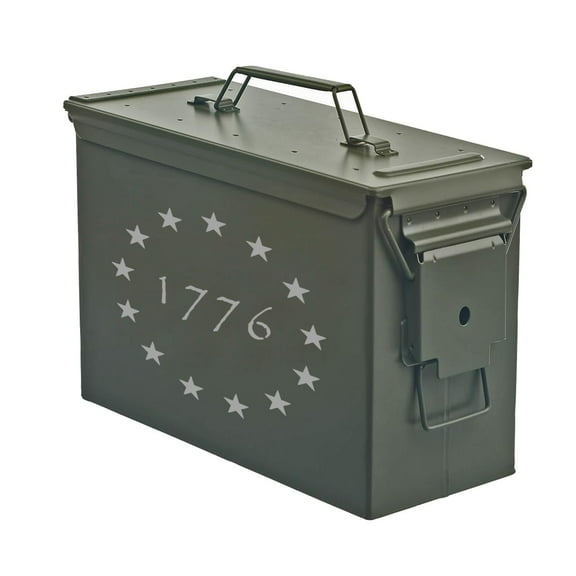 Steel Ammo Can Storage Box Ammunition Case 1776 Betsy Ross American Flag (30cal, Green)