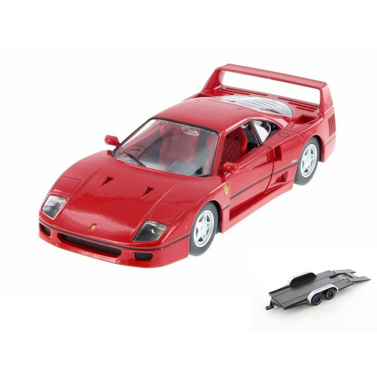 Diecast Car w/Trailer - Ferrari F40, Red - Bburago 26016R - 1/24