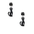 thumbnail image 2 of Delight Jewelry Tall Sitting Matte Black Cat Black Crystal Clip on Earrings, 2 of 5