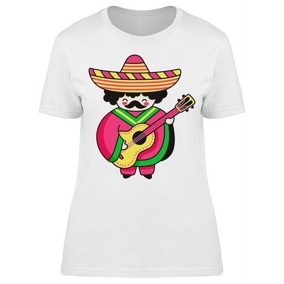 Mexican Musician, Playing Guitar T-Shirt Women -Image by Shutterstock, Female Large