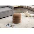 thumbnail image 2 of Velvet Round Ottoman, Upholstered Footrest Stool Compact Size Footstool for Indoor Living Room Bedroom Doorway, Weight Capacity 250lbs, Coffee, 2 of 9