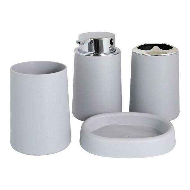 Wosthever Taza de cepillo de con boquilla galvanizada para almacenamiento de artículos de tocador de baño suministros de almacenamiento Juegos de accesorios de baño gris ZT-T223-4