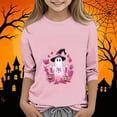 thumbnail image 2 of WAVSUF Kids Girls Halloween Pullover, Crew Neck 3/4 Sleeve Graphic Print Daily Festive Fall Top Pink 7-8, 2 of 7