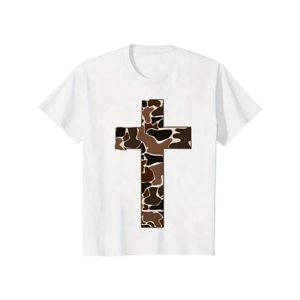 Christian T-Shirt, Camo Cross Design With Philippians 4:13 Verse, Perfect For Faithful Believers And Outdoorsmen