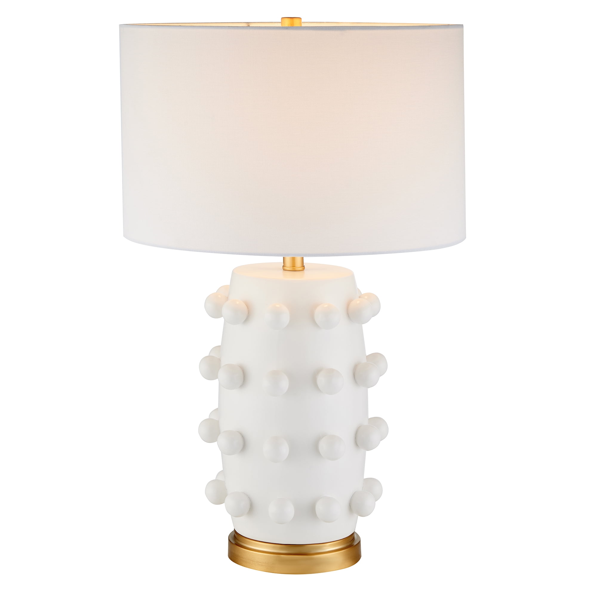 Evelyn&Zoe Farrington 26" Tall Ceramic Table Lamp with Fabric Shade, Matte White/White