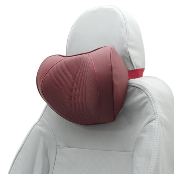 Almohada para reposacabezas de automóvil Unique Bargains, soporte para cuello ergonómico y cómodo, cuero Nappa, espuma de memoria, ancho ajustable, rojo, 1 pieza para conducción y viajes