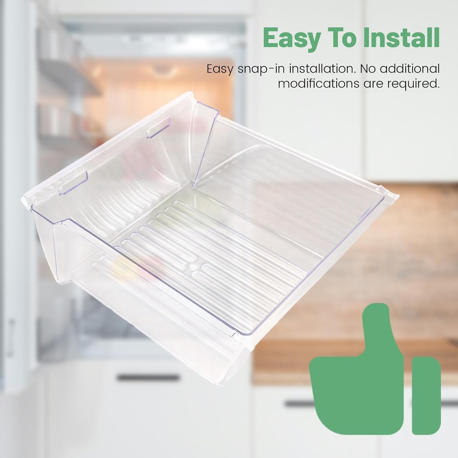 ‎240351061 Upper Crisper Pan Compatible with Frigidaire Refrigerator Freezer Crisper Drawer Replacement for 240351005 240351062 Plastic (PC) Clear