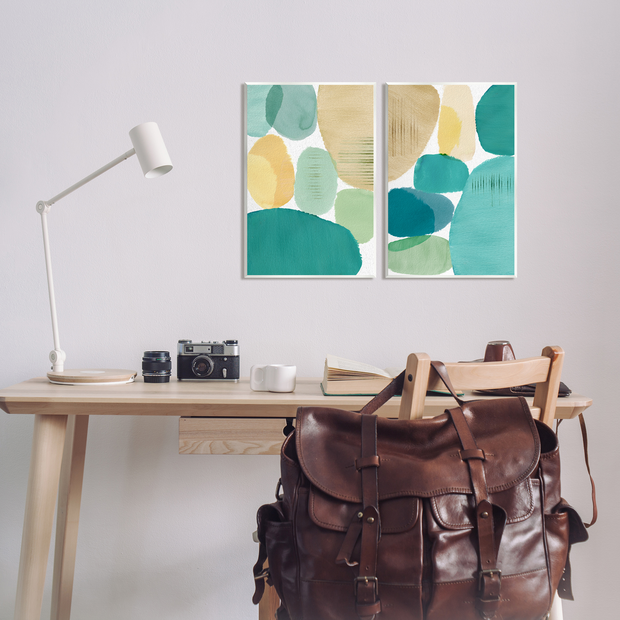 Stupell Industries Abstract Green Geometric Abstract Painting Unframed Art Print Wall Art, 13 x 19