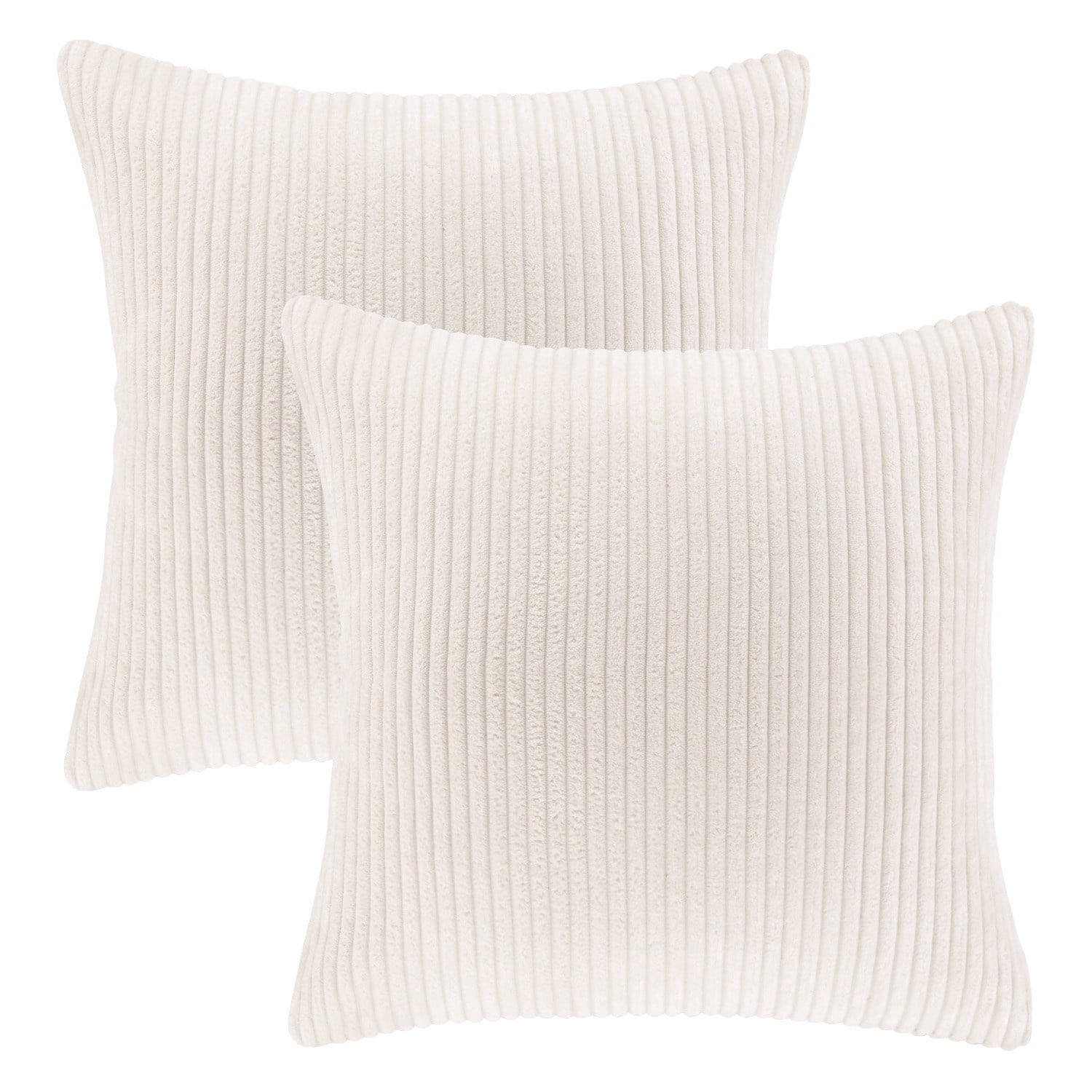 Phantoscope Pillow Covers Set of 2, 20x20 inch, Corduroy Velvet, Off White, Decorative Couch Cushion Covers