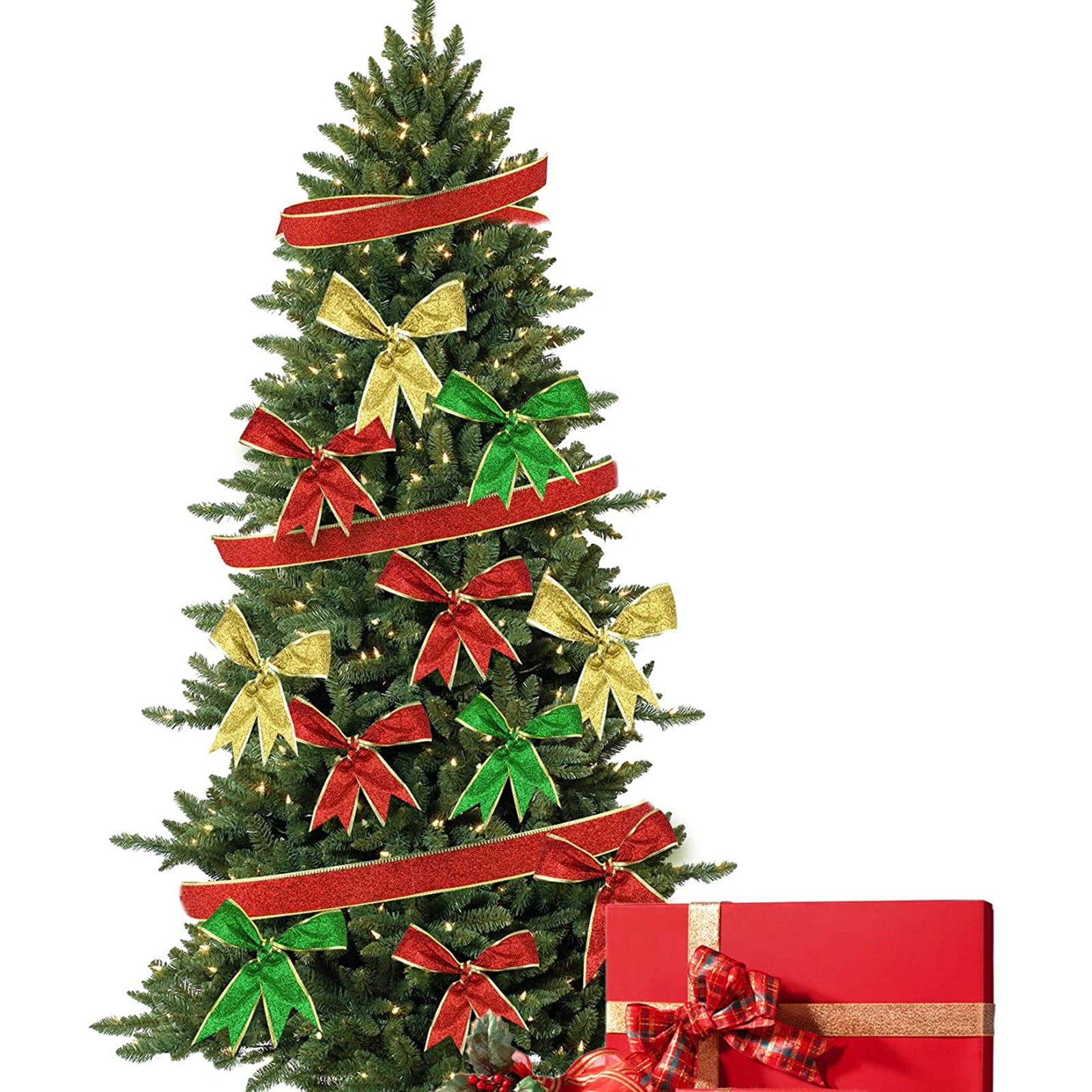 Ruban Décoratif Ruban Cadeau écossais Rouge Vert Or 25mm 20m