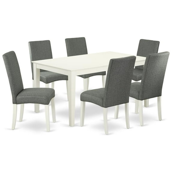 East West Furniture Dining Room Set Linen White, CADR7-LWH-07