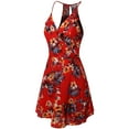 thumbnail image 3 of FashionOutfit Women's Floral Print Sleeveless V-Neck Ruffle Front Mini Dress, 3 of 4