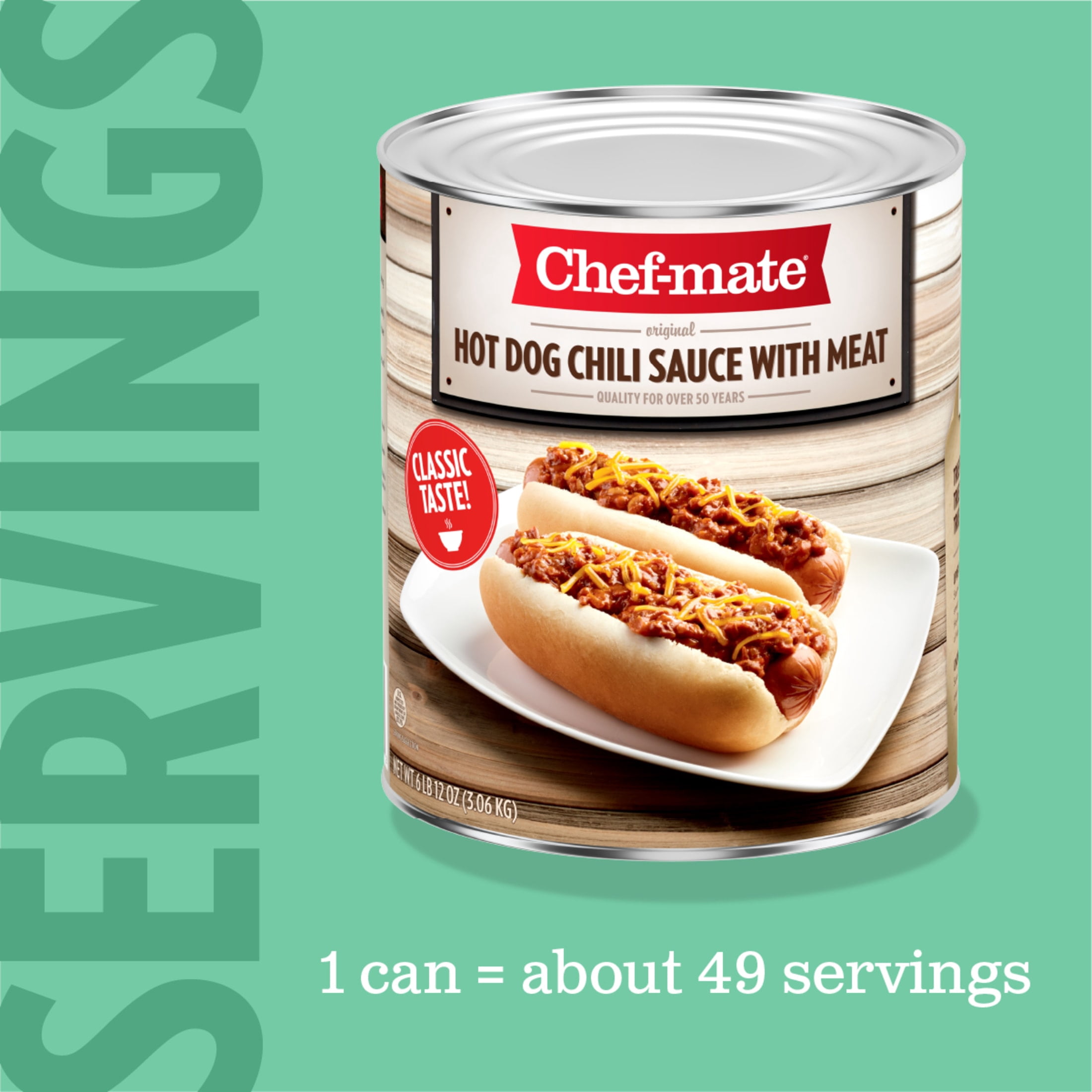 Chef-mate, Hot Dog Chili Sauce with Meat, 108 oz Can