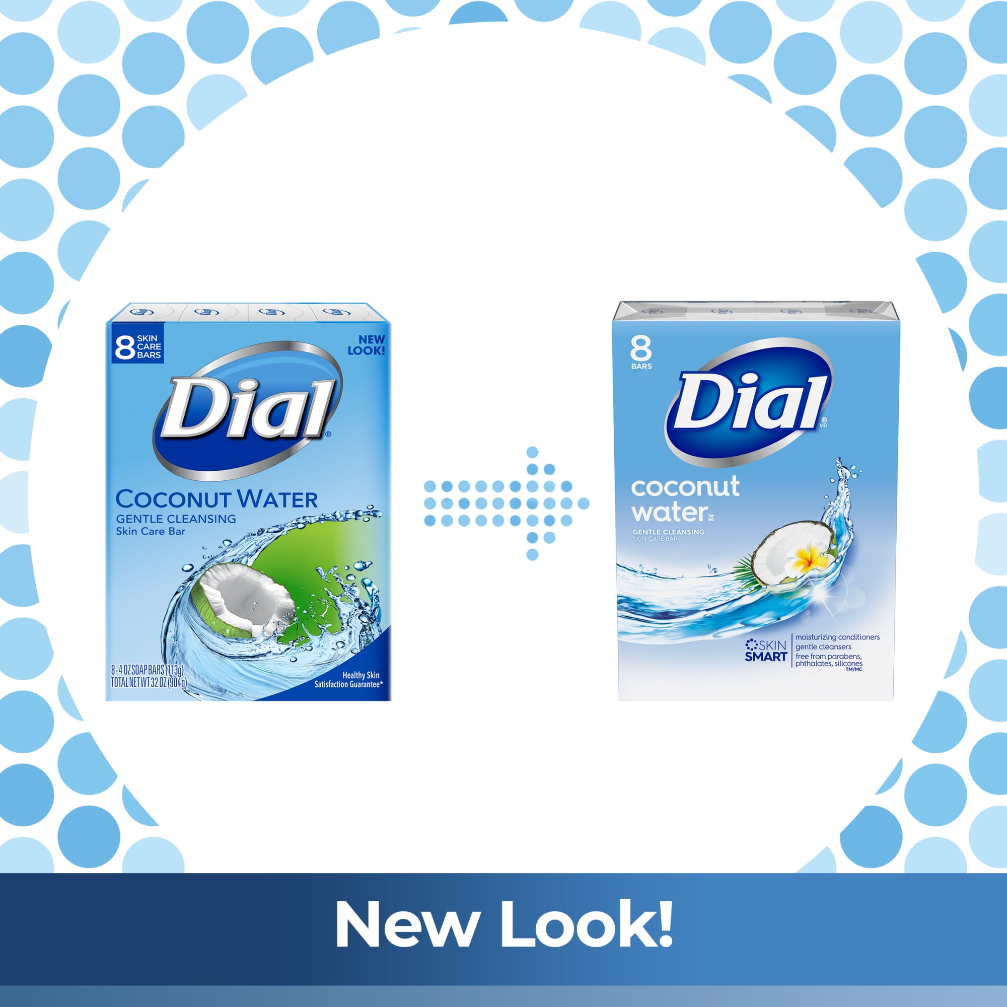 Dial Skin Care Bar Soap, Coconut Water, 4 oz, 8 Bars