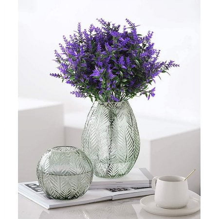 Sinhoon 16 Bundles Artificial Lavender Flowers for Outdoor Decoration, UV Resistant Fake Shrubs Garden Indoor Outdoor Decor (Purple)