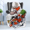 thumbnail image 4 of Christmas Soft Flannel Fleece Throw Blanket, Reindeer Racing in Red Vintage Car with Xmas Tree Horn Santa Hat Winter, Cozy Plush for Indoor and Outdoor Use, 70" x 90", White Red Green, by Ambesonne, 4 of 5