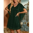 thumbnail image 4 of Robe Brillante pour Femmes Manches Chauve-Souris Robe Cocktail Robe Boîte de Nuit Pailletée Verte P, 4 of 7