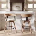 thumbnail image 5 of Dayalane Mid Century Modern Bar Stools Set of 2, 26" Swivel Counter Stools with Barrel Back, Linen Upholstered Barstools with Wood Legs for Kitchen Island, Dining Room, Home Bar, White, 5 of 14