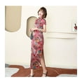 thumbnail image 5 of Elegant Cheongsam Long Dress Slim Slik Qipao Vintage Chinese Traditional Costumes Summer Dresses, 5 of 9
