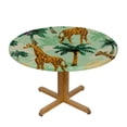 thumbnail image 3 of Orinice Giraffes Palm Trees Jungle Round Table Cover Stain Resistant Washable Indoor Outdoor Tablecloth Kitchen Dining Wedding Parties 100% Polyester Fiber 46-50, 3 of 8