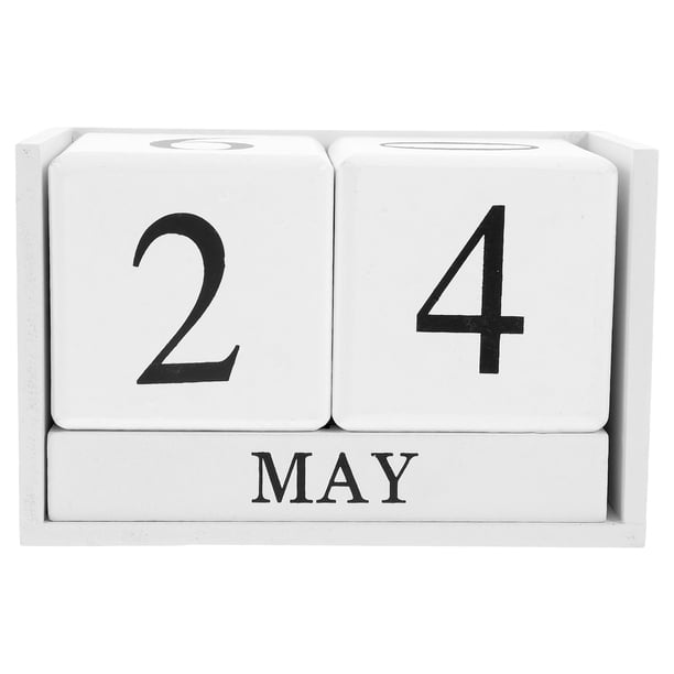 Calendario de madera para oficina, calendario perpetuo europeo para escritorio, fecha y mes, decoración estética para oficina, decoración creativa de madera para el hogar.