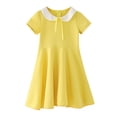 thumbnail image 2 of Girl Dresses Kids Girl's Spring Summer Print Short Sleeve Princess Dress Baby Girl Dress Yellow 2 Years-3 Years, 2 of 8