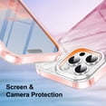 thumbnail image 3 of ELEHOLD Clear Case for iPhone 16 Pro, Full Body Rugged Case Built with Screen Protector,Soft TPU Bumper Gradient Feather Design Case,Pink, 3 of 6