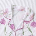 thumbnail image 5 of Wang6 Pajamas Sets for Womens with Shorts Soft Pjs Loungewear Sets 2 Pieces Short Sleeve V Neck Button Shirts Shorts Floral Printed Sleepwear Set X_Light Purple L, 5 of 6