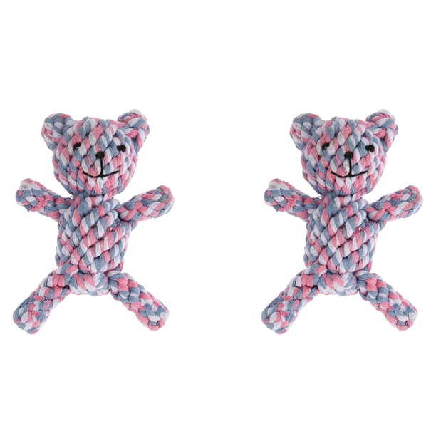 2X Juguete de Nudo Masticable Popular Oso Fuerte Fuerte Perro Mascota Tirón Juego de Guerra Cuerda de Algodón