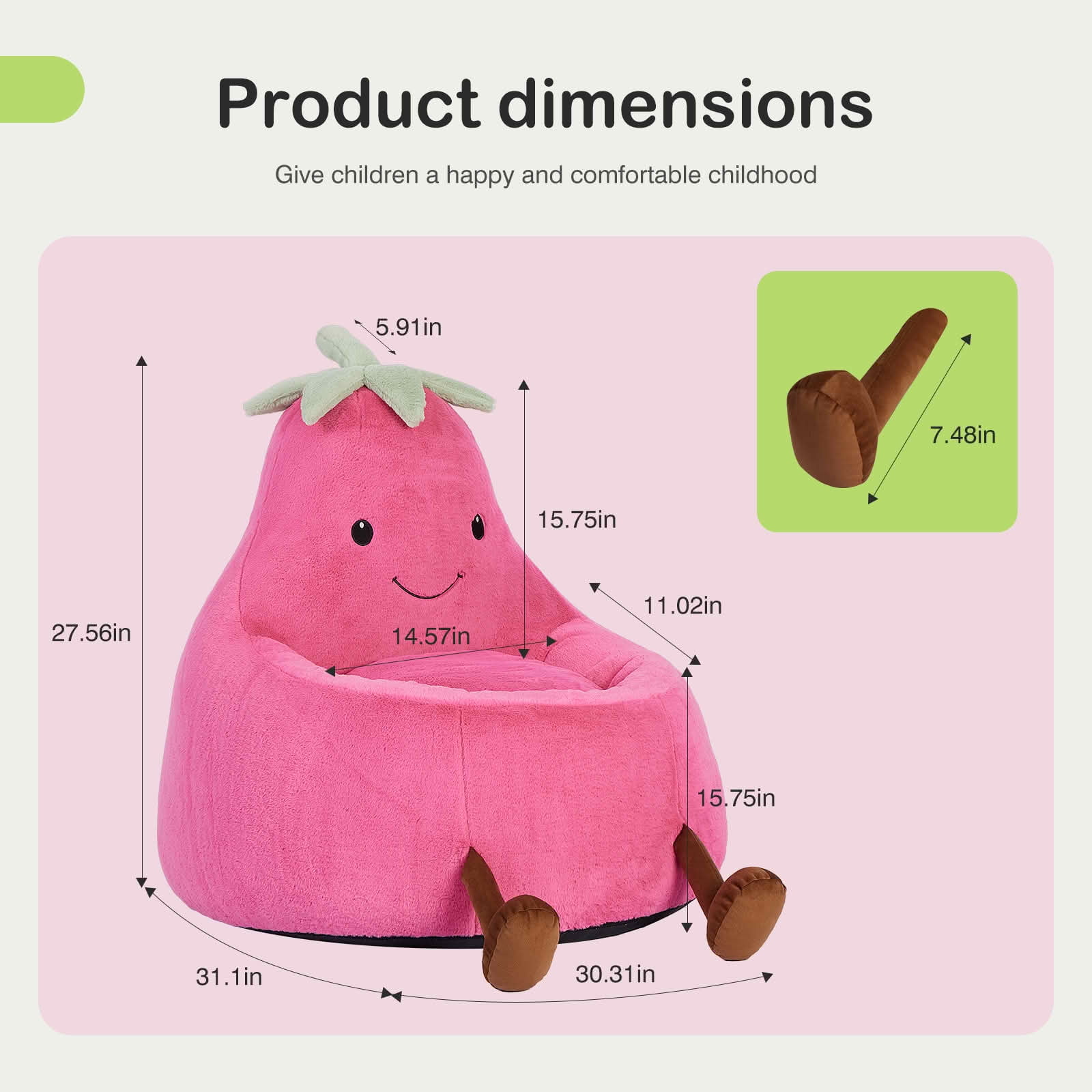 MAYEERTY Children's Bean Bag Chair Artificial Rabbit Fur Cover Filled Toddler Teen Sofa