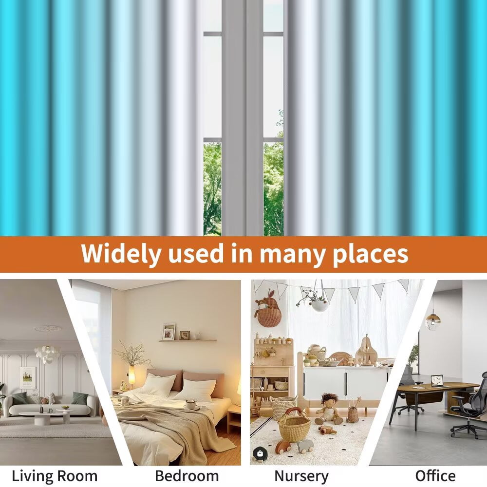 LFEEY Turquoise Teal Curtains, Blackout Light Room Darkening Curtains, Ombre Gray, 52" W x 63" L, 2 Panels