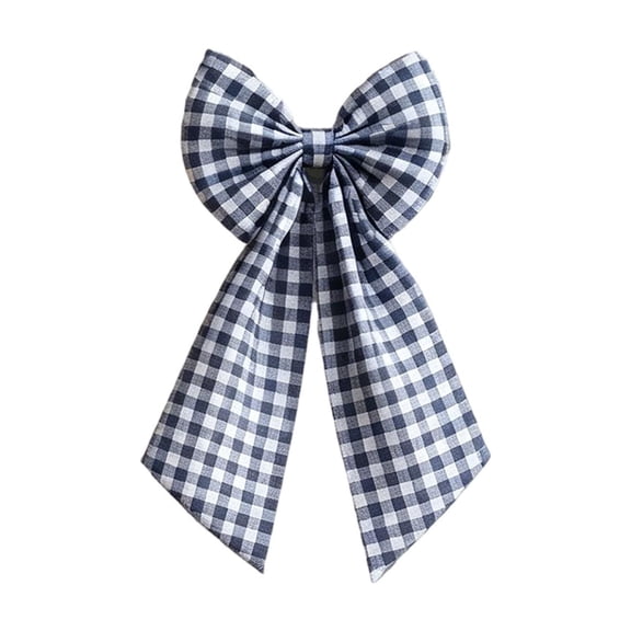 Large Halloween Decorative Wreath Bow Gingham Plaid Fabric Ribbon for Front Door Fall Party Decorations and Halloween Home Supplies