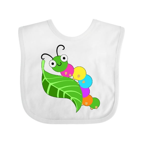 Inktastic Cute Caterpillar on Leaf Boys or Girls Baby Bib