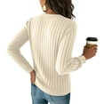 thumbnail image 4 of Womens Button Down Knit Cardigan Long Sleeve Lightweight Open Front Casual Crew Neck Sweater Tops Beige XL, 4 of 5