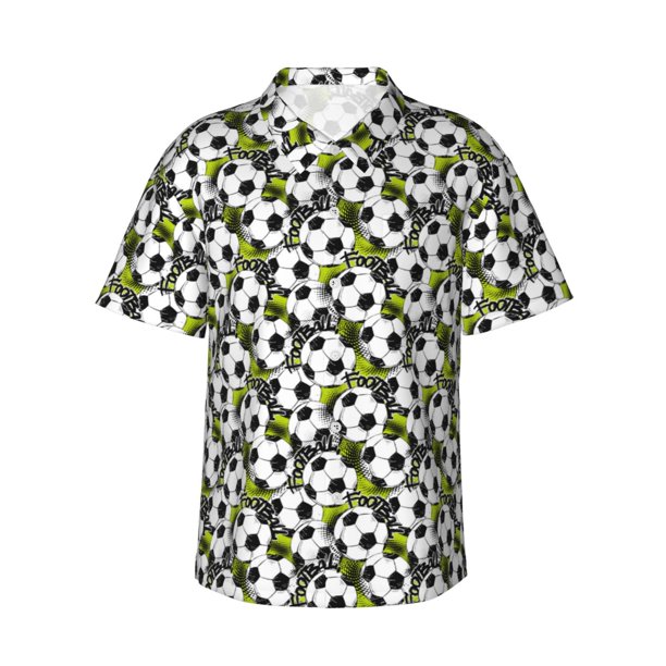 Fotbe Soccer and Football Camisa Hawaiana para Hombre Unisex – Camisa Casual de Verano con Botones de Manga Corta de Algodón y Lino,XX-Large