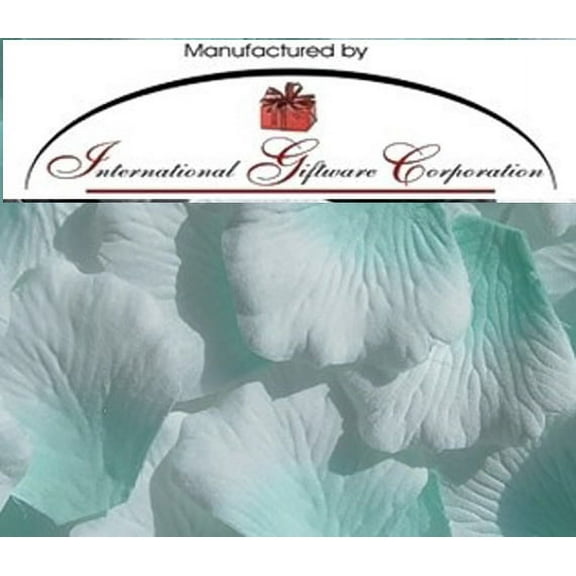 Aqua / White - Two Tone - 100 Silk Rose Petals Wedding Favors - Solid Colors - Wedding Reception and Party Supplies