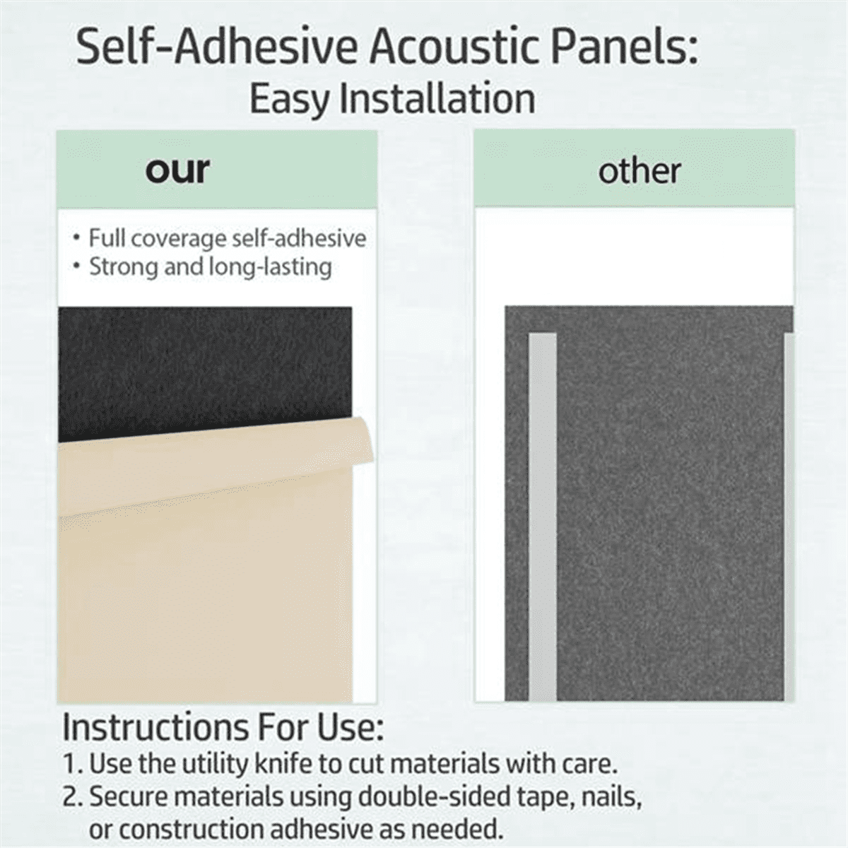 12Pack Self-Adhesive Acoustic Panels 15.7X12X0.4In