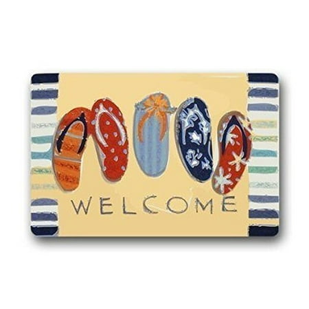 Sandals Rug (WinHome Welcome and Beach Sandal Doormat Floor Mats Rugs Outdoors/Indoor Doormat Size 23.6x15.7)